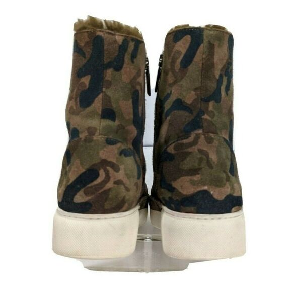 J/SLIDES Womens Size 8 Camo Boot Sneaker Faux Fur Real Suede  Victory Zip Sides - Picture 4 of 12